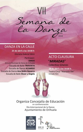 La Concejalía de Educación de Orihuela saca el baile a la calle y ofrece el espectáculo de danza 'Miradas' en el Día Internacional de la Danza