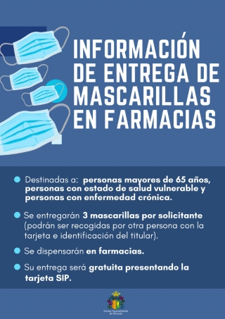 El Ayuntamiento de Orihuela da comienzo el lunes 20 de abril el reparto gratuito de mascarillas en farmacias para personas mayores de 65 años y enfermos crónicos