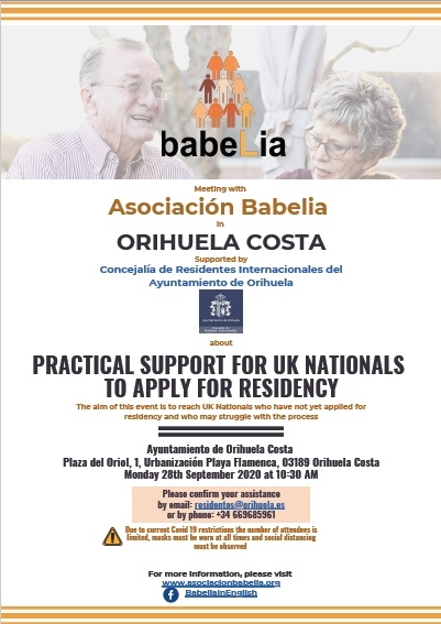Orihuela Costa: Charla informativa sobre la solicitud de residencia en Españ, dirigida a la población británica