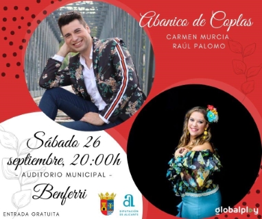 Benferri: Concierto 'Abanico de coplas', con Carmen Murcia y Raúl Palomo, organizado por Globalplay Entertainment