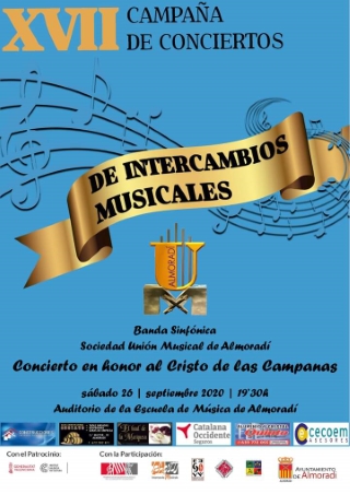 Almoradí: Concierto extraordinario en honor al Cristo de las Campanas, por la banda sinfónica de la Sociedad Unión Musical de Almoradí, dentro de la XVII Campaña de Conciertos de Intercambios Musicales