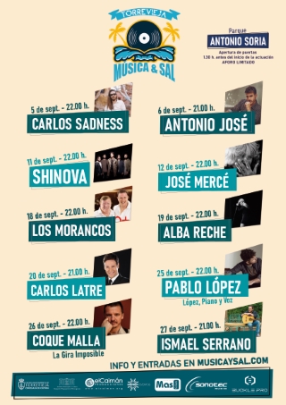 Torrevieja: Concierto del cantante Carlos Sadness, con 'Tropical Jesus', dentro del ciclo 'Música y sal', dentro de la programación cultural de verano 2020, organizada por la Concejalía de Cultura