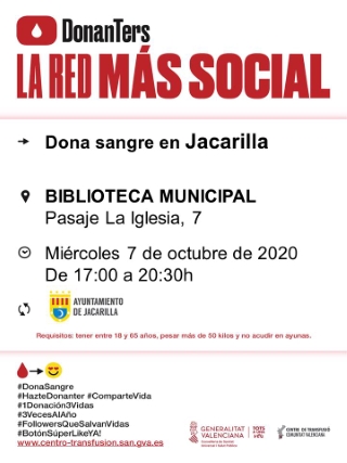 Jacarilla: Donación de sangre, organizada por el Centro de Transfusiones de la Comunidad Valenciana