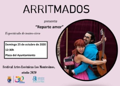 Los Montesinos, evento cultural: Representación de la obra de teatro-circo 'Reparte amor', por el grupo 'Arritmados', dentro del Festival de Artes Escénicas de la Diputación de Alicante