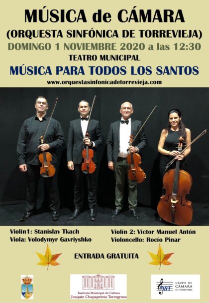 Torrevieja, evento cultural: Concierto 'Música para todos los santos', por el grupo de cámara de la Orquesta Sinfónica de Torrevieja