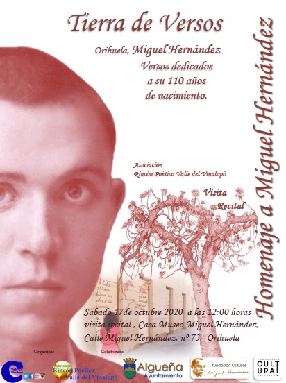 Orihuela: Visita-recital 'Tierra de versos' en homenaje a Miguel Hernández, dentro del 'Otoño Hernandiano'