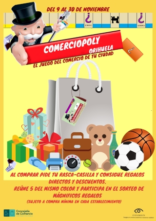 Orihuela, evento: Actividad de dinamización comercial con el juego 'Comerciopoly', con premios y descuentos para canjear en los comercios locales