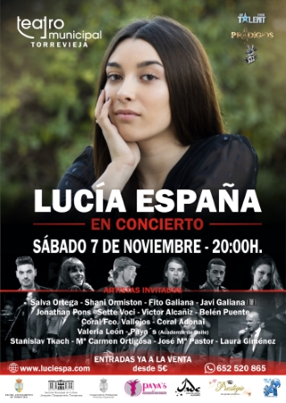 Torrevieja, evento cultural: Concierto de la cantante torrevejense Lucía España, con varios artistas invitados
