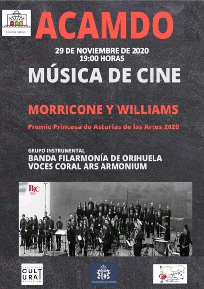 Orihuela, evento cultural: Concierto de la asociación musical ACAMDO, con la banda Filarmonía y la coral 'Ars Armonium', dentro de los actos de Santa Cecilia 2020 de la Concejalía de Cultura