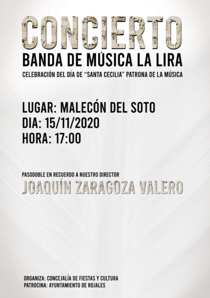 Rojales, evento cultural: Concierto de la banda de música 'La Lira', en honor a Santa Cecilia, patrona de la música