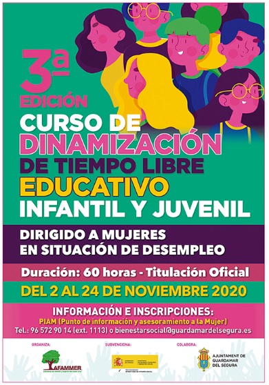 Guardamar del Segura, evento: Inscripción en el 3º curso de dinamización de tiempo libre educativo infantil y juvenil, dirigido a mujeres desempleadas