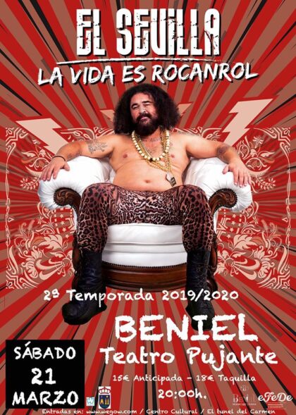 Beniel, evento cultural: SUSPENDIDO Espectáculo de humor 'La vida es rocanrol', con los monólogos de 'El Sevilla'