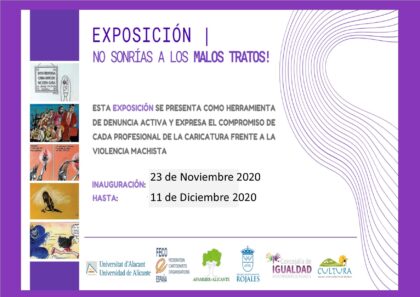 Rojales, evento: Exposición 'No sonrías a los malos tratos' en el programa de humor social de la Universidad de Alicante, dentro de los actos del 25N