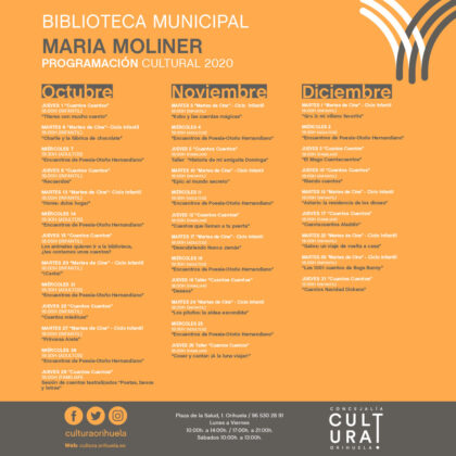 Orihuela, evento cultural: Sesión para adultos de 'Encuentros de poesía', con el autor José Luis Rico, en el 'Otoño Hernandiano', dentro de las actividades de la Biblioteca ‘María Moliner’