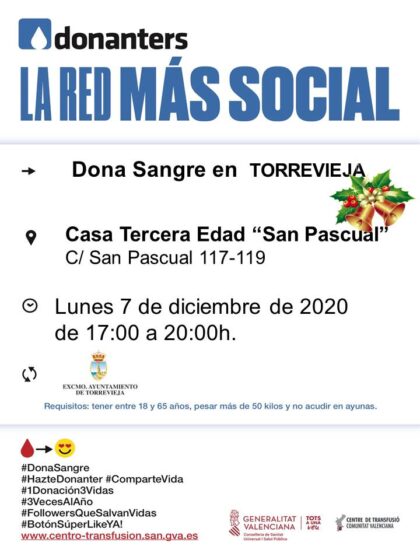 Torrevieja, evento: Donación de sangre, organizada por el Centro de Transfusiones de la Comunidad Valenciana