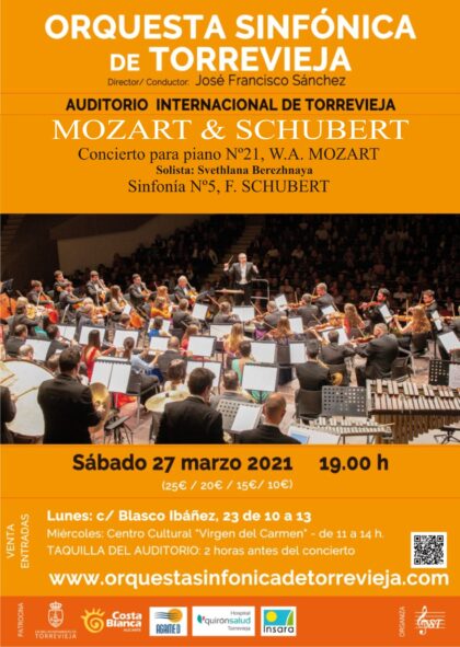 Torrevieja, evento cultural: Concierto con piezas de los compositores Mozart y Schubert, por la Orquesta Sinfónica de Torrevieja (OST)