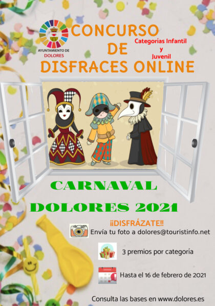 Dolores, evento 'on line': Concurso de fotos de disfraces de Carnaval 2021, organizado por las concejalías de Fiestas, Juventud y Turismo