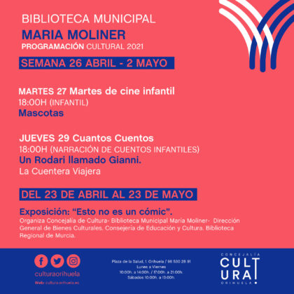 Orihuela, evento cultural: Exposición ‘Esto no es un cómic’, dentro de la programación cultural 2021 de la Biblioteca Municipal ‘María Moliner’