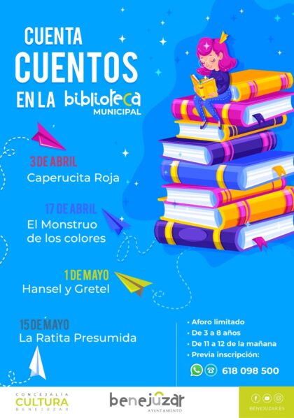 Benejúzar, evento cultural: Inscripción a las sesiones de cuentacuentos para niños de 3 a 8 años, organizadas por la Concejalía de Cultura