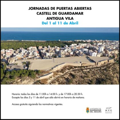 Guardamar, evento cultural: Jornadas de puertas abiertas gratuitas en el Castell y antigua Real Villa, organizadas por el Ayuntamiento y Museo Arqueológico (MAG)