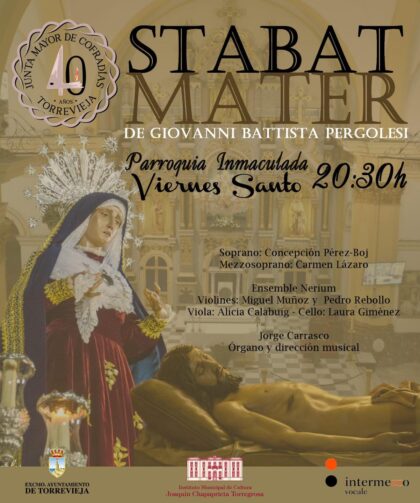 Torrevieja, evento cultural: Concierto del 'Stabat Mater', de Giovanni Battista Pergolesi, con soprano, violines y órgano