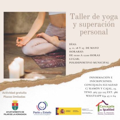 Pilar de la Horadada, evento: Taller de yoga y superación personal, organizado por la Concejalía de Igualdad