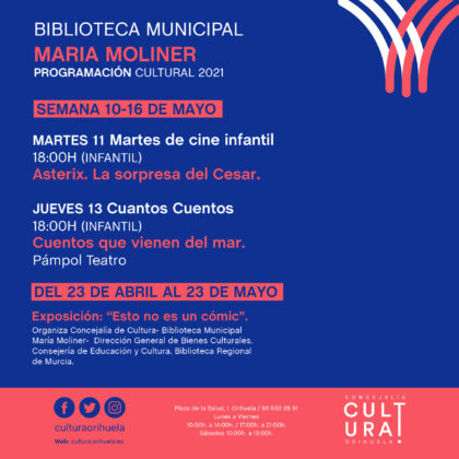 Orihuela, evento cultural: Sesión de cuentacuentos 'La biblioteca te cuenta' en el ciclo 'Narración de cuentos infantiles', dentro de la programación cultural 2021 de la Biblioteca Municipal 'María Moliner'