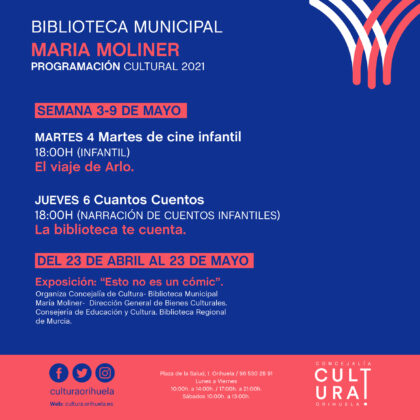Orihuela, evento cultural: Sesión de cuentacuentos 'La biblioteca te cuenta' en el ciclo 'Narración de cuentos infantiles', dentro de la programación cultural 2021 de la Biblioteca Municipal 'María Moliner'