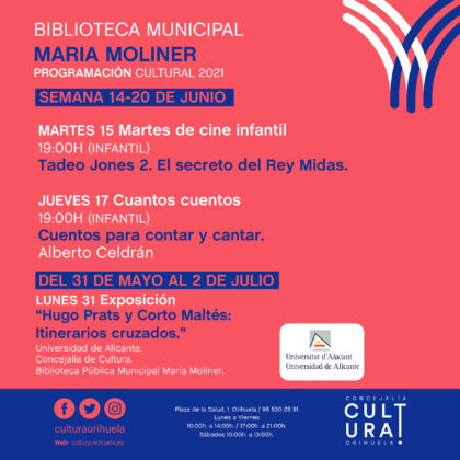 Orihuela, evento cultural: Sesión de cuentacuentos con 'Cuentos para contar y cantar', por Alberto Celdrán, dentro de la programación cultural 2021 de la Biblioteca Municipal ‘María Moliner’