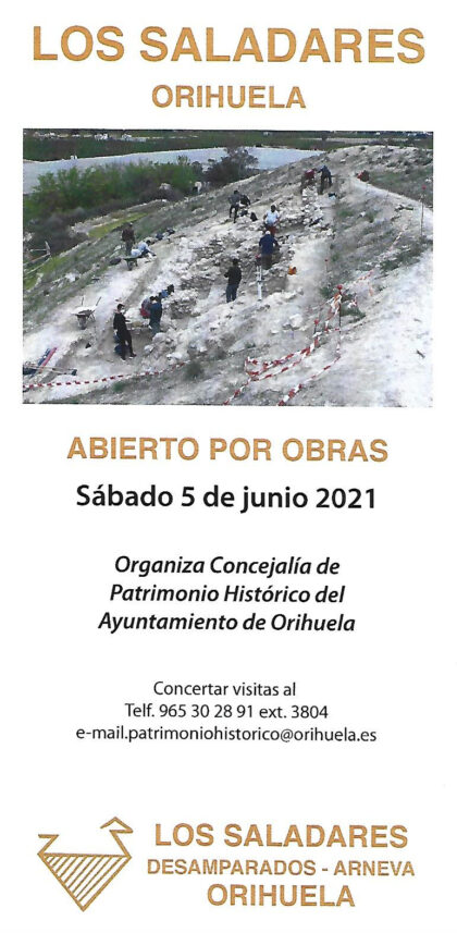 Desamparados-Arneva de Orihuela, evento: Inscripción en la jornada de puertas abiertas del yacimiento arqueológico de Los Saladares, organizada por la Concejalía de Patrimonio Histórico