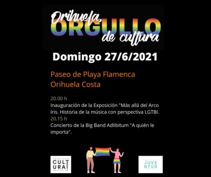 Orihuela Costa, evento cultural: Inauguración de la exposición 'Más allá del arco iris. Historia de la música con perspectiva LGTBI', dentro de los actos de 'Orihuela, orgullo de cultura' de la Concejalía de Cultura para conmemorar el Día del Orgullo LGTBI