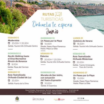 Orihuela, evento: Inscripción a las rutas turísticas guiadas y gratuitas de junio 2021 'Orihuela te espera', organizadas por la Concejalía de Turismo y Festividades