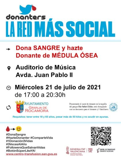 Granja de Rocamora, evento: Donación de sangre y para hacerse donante de médula ósea, organizada por el Centro de Transfusiones de la Comunidad Valenciana