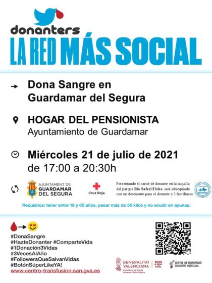 Guardamar del Segura, evento: Donación de sangre, organizada por el Centro de Transfusiones de la Comunidad Valenciana