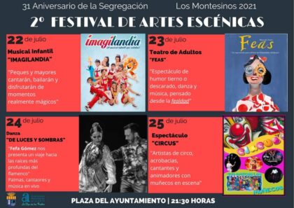 Los Montesinos, evento cultural: Espectáculo musical infantil 'Imagilandia' en el 2º Festival de Artes Escénicas, dentro de los actos de las fiestas del 'Mes de la Segregación' en su XXXI aniversario