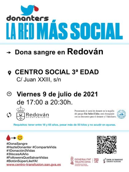 Redován, evento: Donación de sangre, organizada por el Centro de Transfusiones de la Comunidad Valenciana