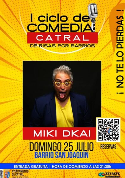Catral, evento cultural: Actuación del monologuista Miki Dkai, dentro del I Ciclo de Comedia 'De risas por barrios' organizado por la Concejalía de Fiestas