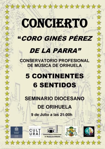Orihuela, evento cultural: Concierto '5 continentes, 6 sentidos', por el coro 'Ginés Pérez de la Parra' del Conservatorio Profesional de Música de Orihuela