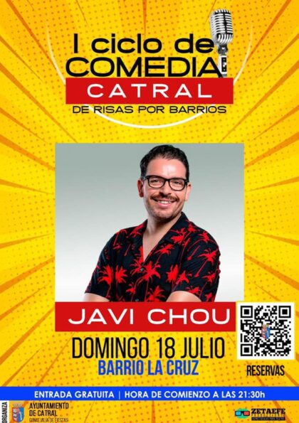 Catral, evento cultural: Actuación del monologuista Javi Chou, dentro del I Ciclo de Comedia 'De risas por barrios' organizado por la Concejalía de Fiestas