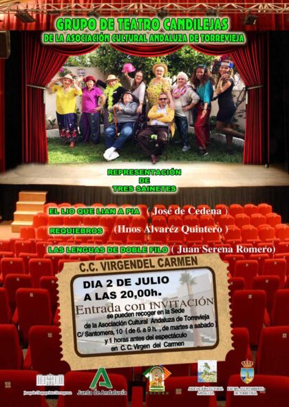 Torrevieja, evento cultural: Representación de tres sainetes por el grupo de teatro 'Candilejas', organizado por el Instituto Municipal de Cultura 'Joaquín Chapaprieta'