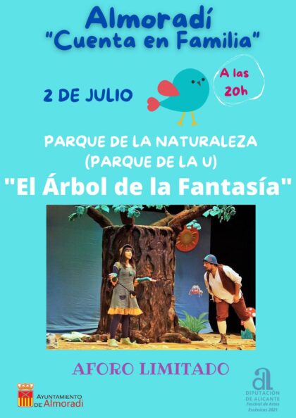Almoradí, evento cultural: Sesión de cuentacuentos con 'El árbol de la fantasía', en la campaña de animación 'Almoradí Cuenta en Familia', dentro de la programación de verano 2021 organizada por el Ayuntamiento