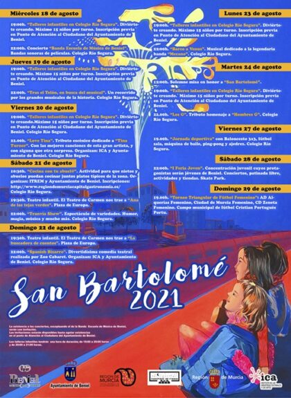 Beniel, evento cultural: Representación de la obra de teatro infantil 'La buscadora de cuentos', dentro de las fiestas patronales de San Bartolomé