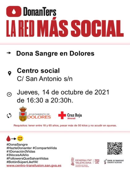 Dolores, evento: Donación de sangre, organizada por el Centro de Transfusiones de la Comunidad Valenciana