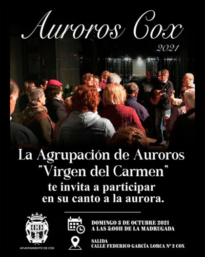 Cox, evento cultural: Recorrido de la agrupación de Auroros 'Virgen del Carmen' de Cox con su canto a la aurora, organizado por el Ayuntamiento