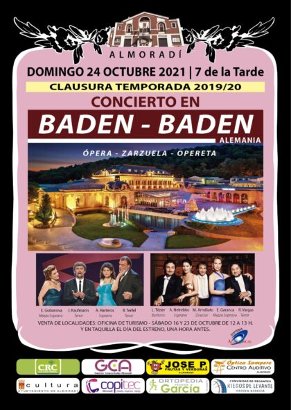Almoradí, evento cultural: Concierto en Baden-Baden (Alemania) por televisión con ópera, zarzuela y opereta, dentro de la programación cultural de la Concejalía de Cultura