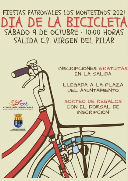 Los Montesinos, evento: Paseo en bici para toda la familia en el Día de la Bicicleta, dentro de los actos de las fiestas patronales en honor a la Virgen del Pilar organizados por la Concejalía de Fiestas