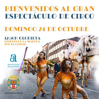 Cox, evento cultural: Espectáculo de circo 'Un circo muy humano con un caballo gigante', por la compañía 'Carros de Foc', dentro del 'Otoño Cultural' de Cox, organizado por la Concejalía de Cultura