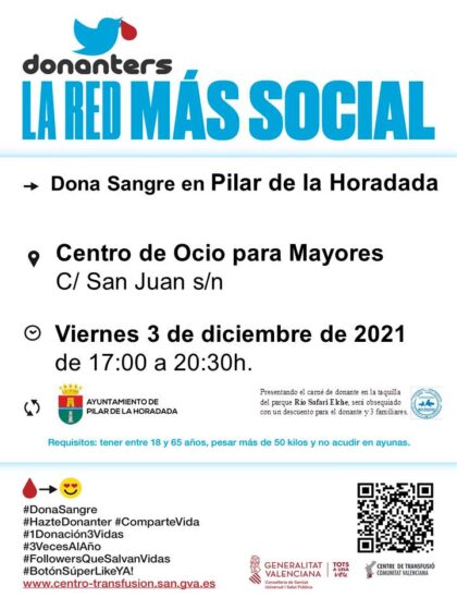 Pilar de la Horadada, evento: Donación de sangre, organizada por el Centro de Transfusiones de la Comunidad Valenciana