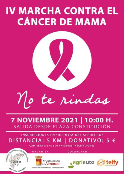 Almoradí, evento: Inscripciones para la IV Marcha Contra el Cáncer de Mama, organizado por la Concejalía de Bienestar Social, Sanidad y Deportes
