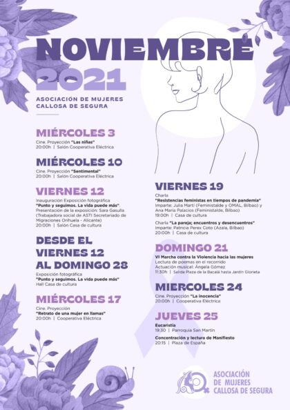 Callosa de Segura, evento: Concentración y lectura de manifiesto, dentro del programa de noviembre 2021 de la Asociación de Mujeres de la localidad